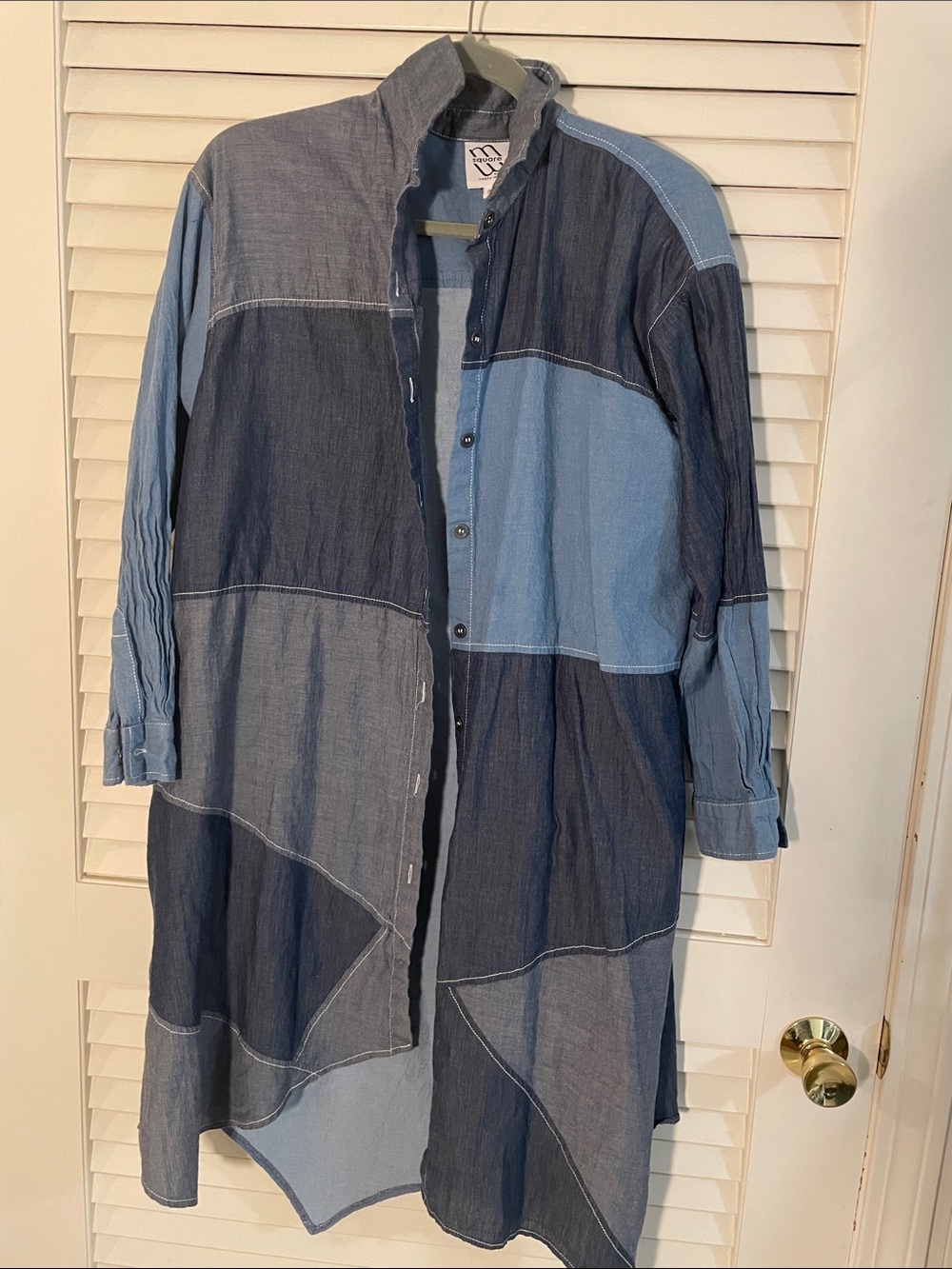 MSquare by Neetu Malik Lg Patchwork Longline Lagenlook Button Down Shirt Dress